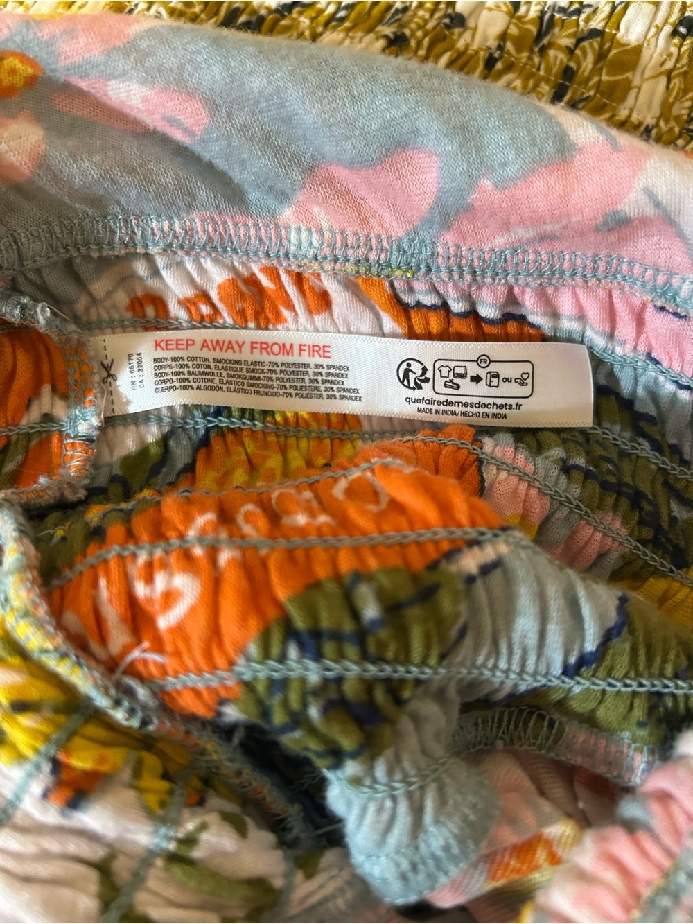 UO Out From Under Citrus Flower Print Smocked Halter Wide Leg Jumpsuit Orange S - Picture 8 of 9